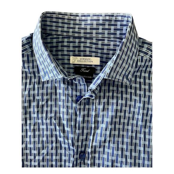 Versace Collection Men’s Button Down Sz 39 Blue - Picture 2 of 6